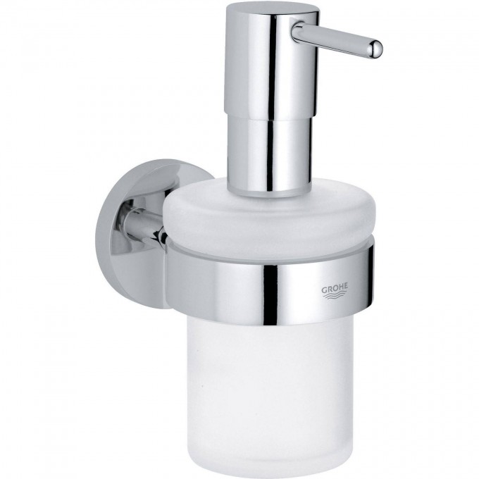 Дозатор жидкого мыла GROHE ESSENTIALS с держателем, хром 40448001 Дозатор жидкого мыла GROHE ESSENTIALS с держателем, хром 40448001