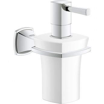 Дозатор жидкого мыла GROHE GRANDERA керамический, с держателем, хром (40627000)