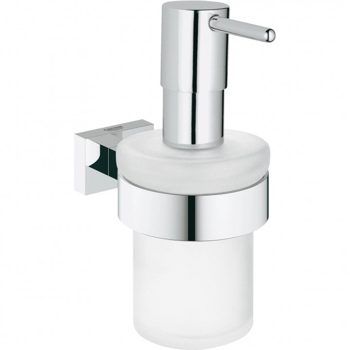 Дозатор жидкого мыла с держателем GROHE ESSENTIALS CUBE, хром 40756001 Дозатор жидкого мыла с держателем GROHE ESSENTIALS CUBE, хром 40756001