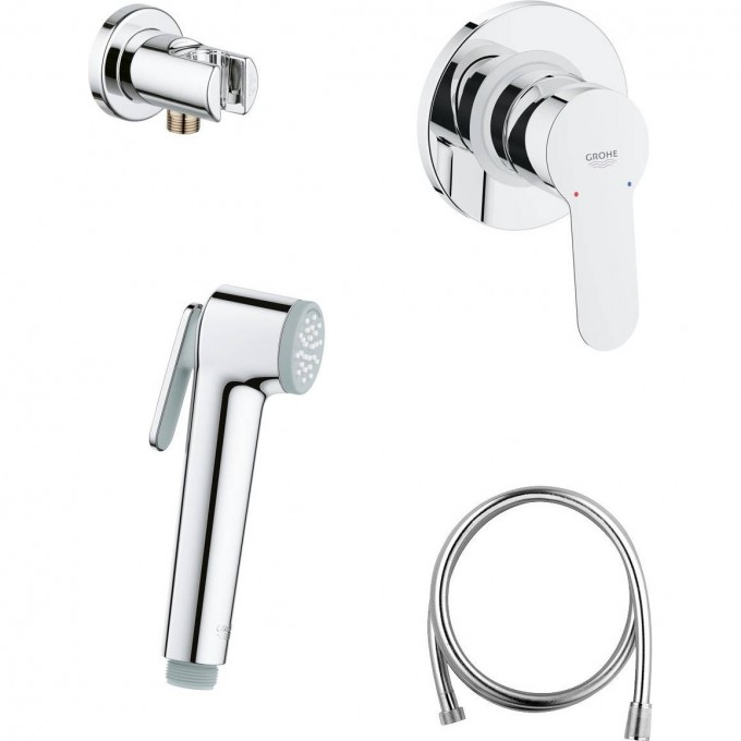 Готовый комплект для гигиенического душа GROHE BAUEDGE: встраиваемый смеситель, гигиенический душ со шлангом и держателем, хром 124898 Готовый комплект для гигиенического душа GROHE BAUEDGE: встраиваемый смеситель, гигиенический душ со шлангом и держателем, хром 124898