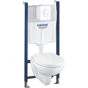 Комплект GROHE SOLIDO LECICO 4 в 1 с подвесным унитазом, SoftClose, панель Skate Air белая