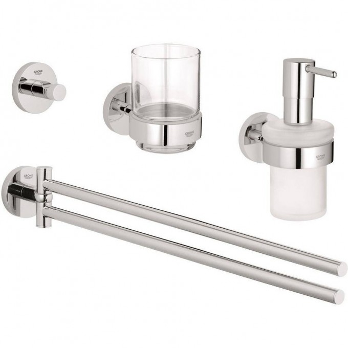 Набор аксессуаров GROHE ESSENTIALS NEW 4 в 1, хром () 40846001 Набор аксессуаров GROHE ESSENTIALS NEW 4 в 1, хром () 40846001