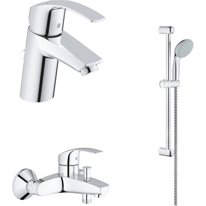 Набор смесителей для ванны GROHE Eurosmart с душевым гарнитуром, хром 124446 Набор смесителей для ванны GROHE Eurosmart с душевым гарнитуром, хром 124446