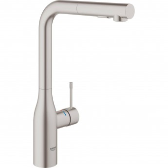 Смеситель для кухни GROHE ESSENCE+ с высоким изливом и выдвижной лейкой, суперсталь