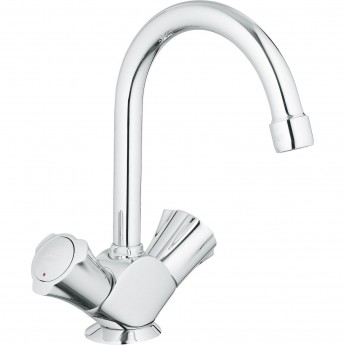 Смеситель для раковины GROHE COSTA L с донным клапаном и высоким С-изливом, хром
