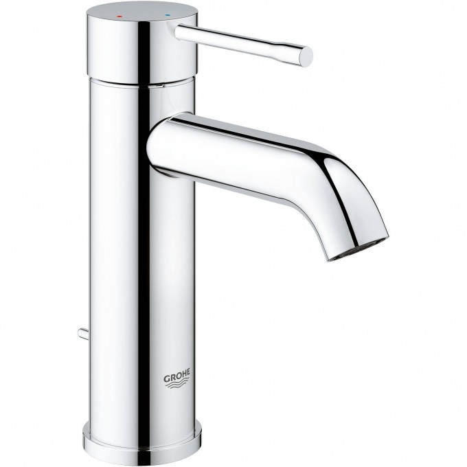 Смеситель для раковины GROHE ESSENCE+ с донным клапаном, низким изливом и энергосберегающим картриджем, хром 23591001 Смеситель для раковины GROHE ESSENCE+ с донным клапаном, низким изливом и энергосберегающим картриджем, хром 23591001