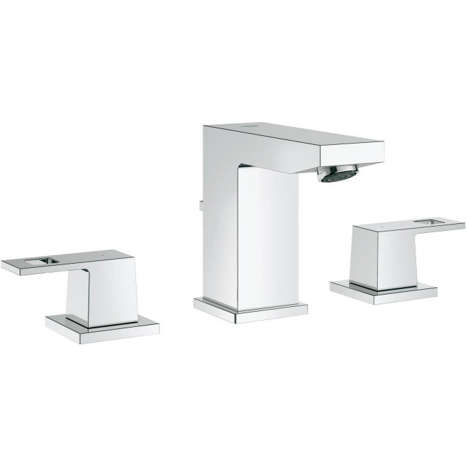 Смеситель для раковины GROHE EUROCUBE на 3 отверстия с донным клапаном, хром 20351000 Смеситель для раковины GROHE EUROCUBE на 3 отверстия с донным клапаном, хром 20351000