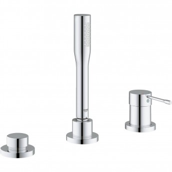 Смеситель для ванны GROHE ESSENCE+ на 3 отверстия с душевым гарнитуром (на бортик ванны, без излива), хром