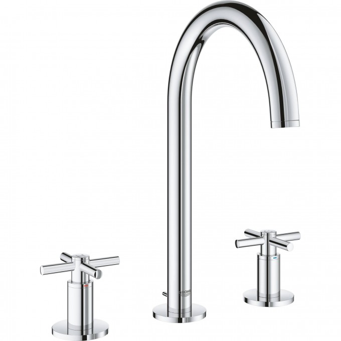 Смеситель GROHE ATRIO NEW двухвентильный для раковины на 3 отверстия, монтаж на бортик, хром () 20008003 Смеситель GROHE ATRIO NEW двухвентильный для раковины на 3 отверстия, монтаж на бортик, хром () 20008003