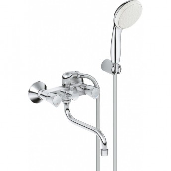 Смеситель универсальный GROHE COSTA S с душевым гарнитуром New Tempesta 100, один режим, 9,5 л/мин, хром