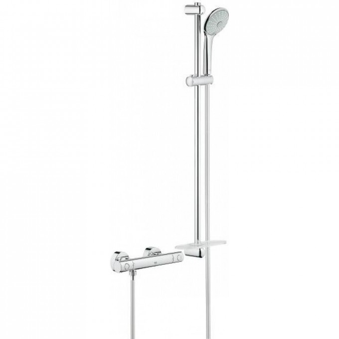 Термостатический смеситель для душа GROHE GROHTHERM 1000 COSMOPOLITAN NEW с душевым гарнитуром (штанга 900 мм), хром 34321002 Термостатический смеситель для душа GROHE GROHTHERM 1000 COSMOPOLITAN NEW с душевым гарнитуром (штанга 900 мм), хром 34321002