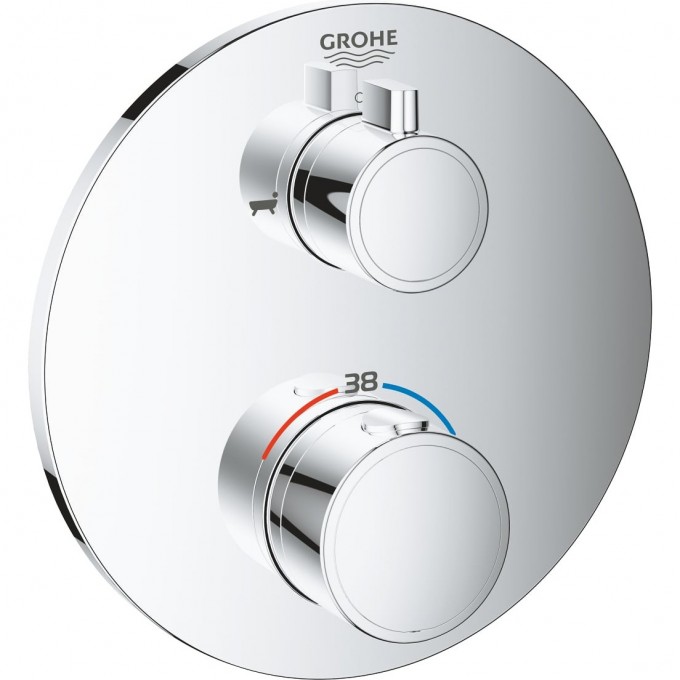 Термостатический смеситель для ванны GROHE GROHTHERM с переключателем на 2 положения ванна-душ, круглая розетка, хром 24077000 Термостатический смеситель для ванны GROHE GROHTHERM с переключателем на 2 положения ванна-душ, круглая розетка, хром 24077000