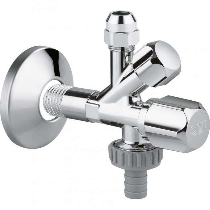 Вентиль угловой GROHE комбинированный 1/2″-3/8″ для подключения смесителей, хром 22035000 Вентиль угловой GROHE комбинированный 1/2″-3/8″ для подключения смесителей, хром 22035000