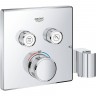 Внешняя часть термостатического смесителя на 2 выхода GROHE GROHTHERM SMARTCONTROL со встроенным держателем ручного душа, хром 29125000