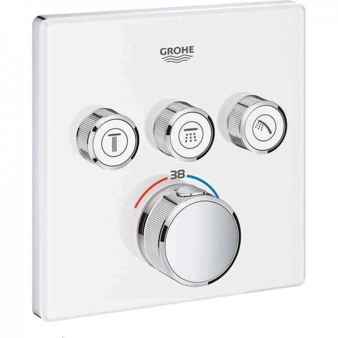 Внешняя часть термостатического смесителя на 3 выхода GROHE GROHTHERM SMARTCONTROL, белая луна 29157LS0 Внешняя часть термостатического смесителя на 3 выхода GROHE GROHTHERM SMARTCONTROL, белая луна 29157LS0