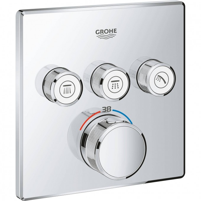 Внешняя часть термостатического смесителя на 3 выхода GROHE GROHTHERM SMARTCONTROL, хром 29126000 Внешняя часть термостатического смесителя на 3 выхода GROHE GROHTHERM SMARTCONTROL, хром 29126000